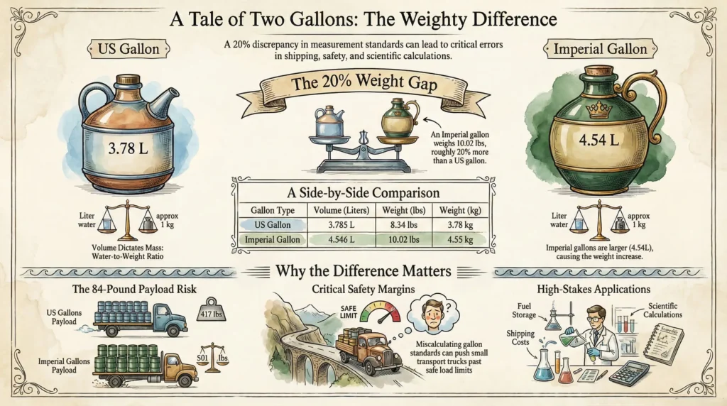 How Much Does a Gallon of Water Weigh? US vs Imperial 4 us gallon vs imperial gallon of water weight comparision