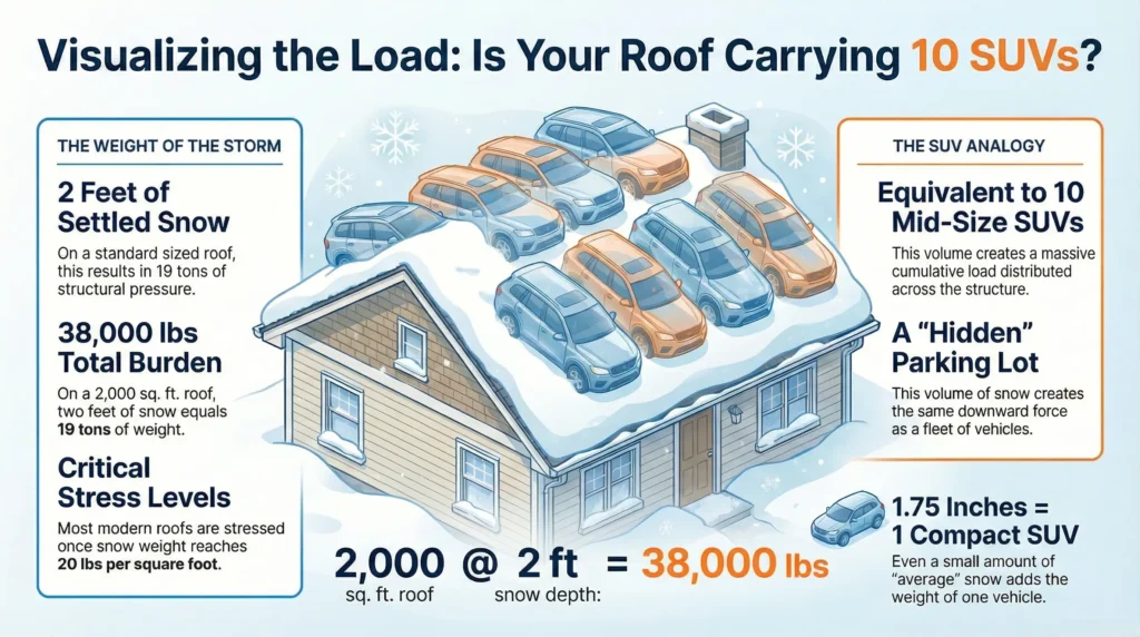 How Much Does Snow Weigh? Inch, Square Foot, Cubic Foot 4 visualizing snow on roof