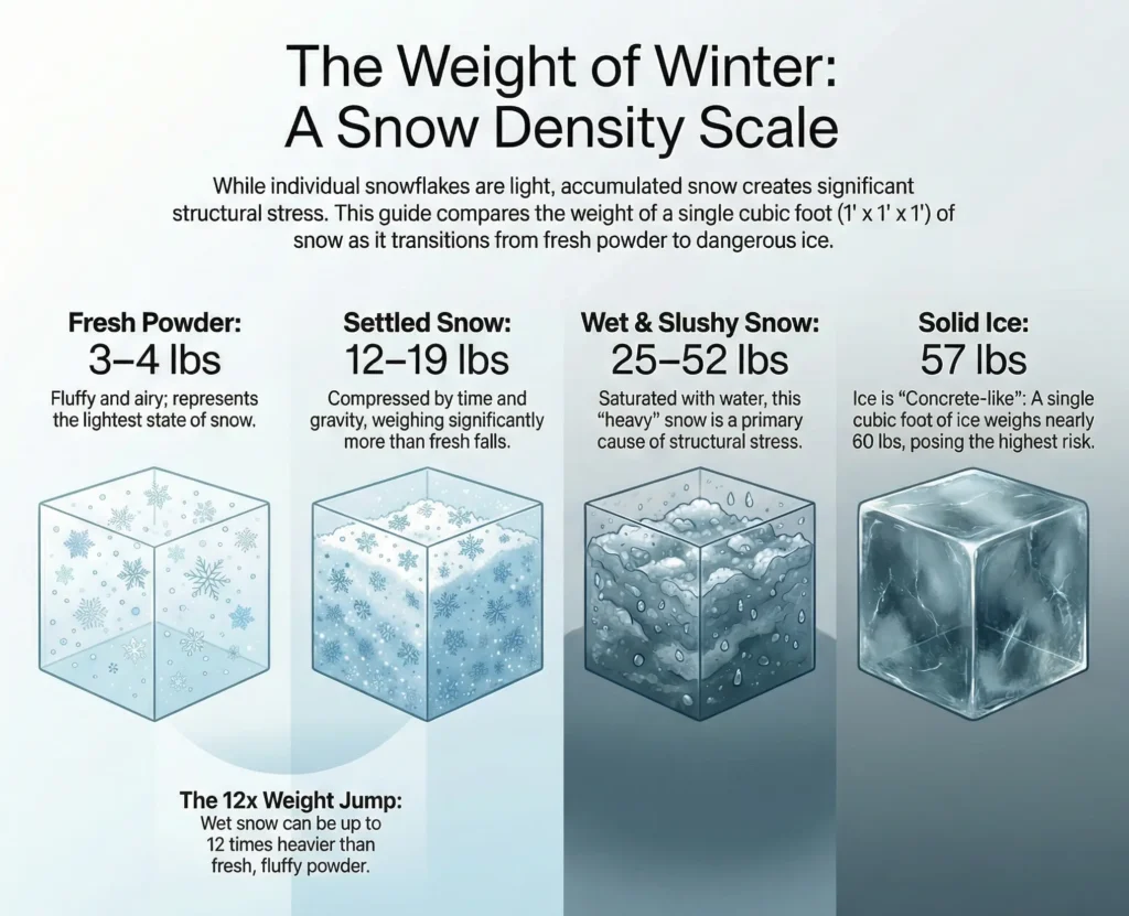 How Much Does Snow Weigh? Inch, Square Foot, Cubic Foot 2 snow-density-scale