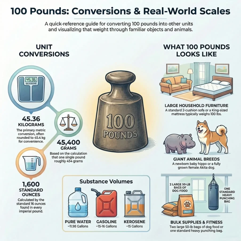 How Heavy is 100 lbs? 11 Common Things That Weigh 100 Pounds 3 100 pounds conversion to other units