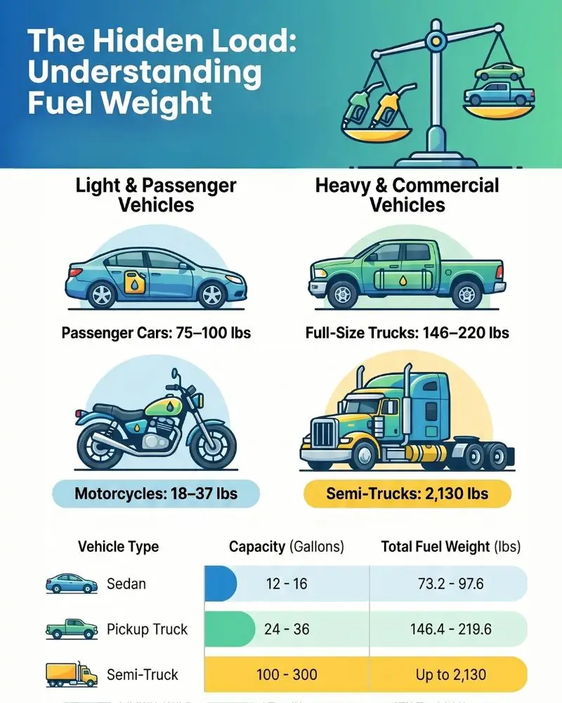 How Much Does a Gallon of Gas Weigh? Gasoline Weight Per Gallon 3 how much does a full gas tank weigh